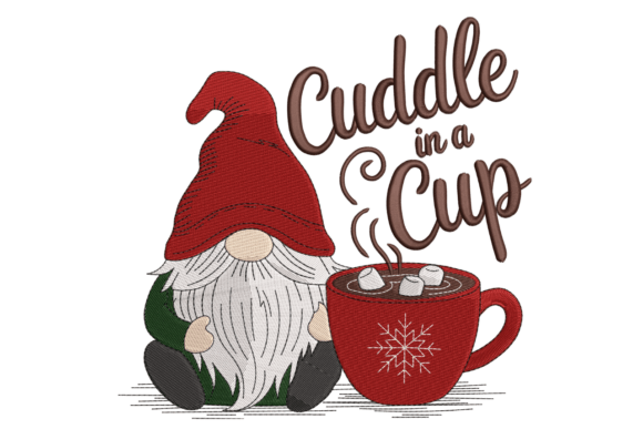 Cuddle in a Cup Gnome: Cozy Winter Embroidery