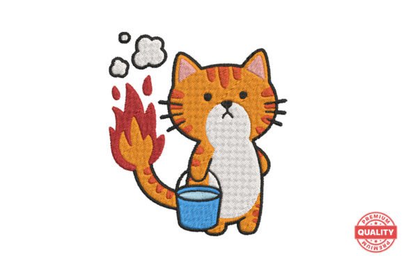 Funny Fire Cat with Bucket: Apparel Design Review