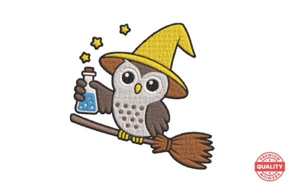 Wizard Owl Flying on Broom: An Embroidery Seller’s Review